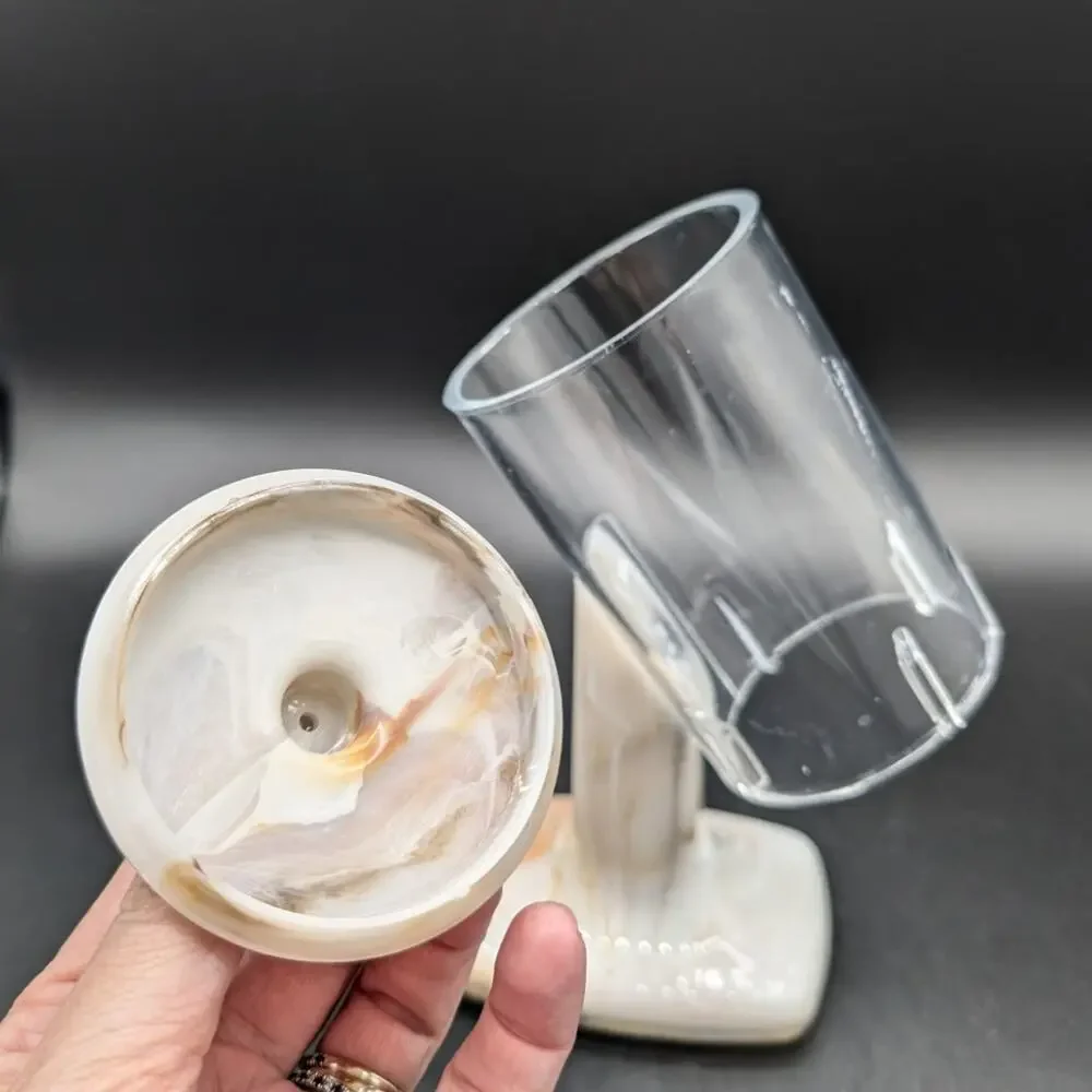 Vintage Cup Dispenser holder Plastic Marbled Free Standing Bathroom 1980s
